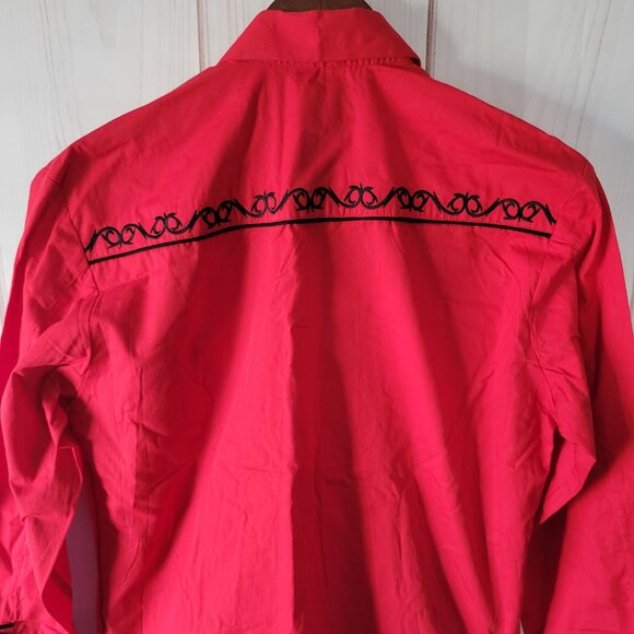 Minotauro Western Wear Embroidered Button-down Shirt, Women’s Sz 14, Red/Black - Picture 6 of 10